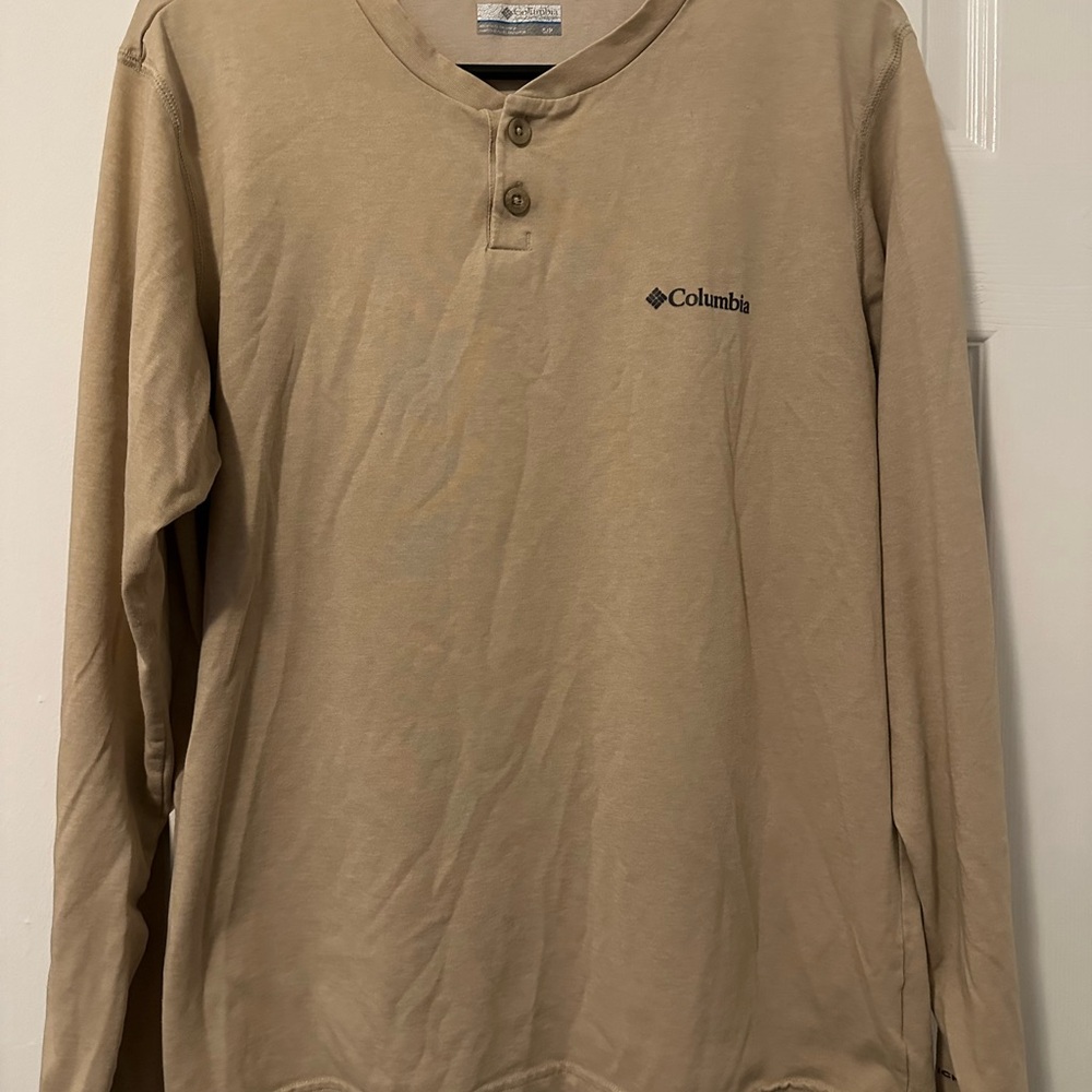 Columbia Tan Long Sleeve Henley Tee